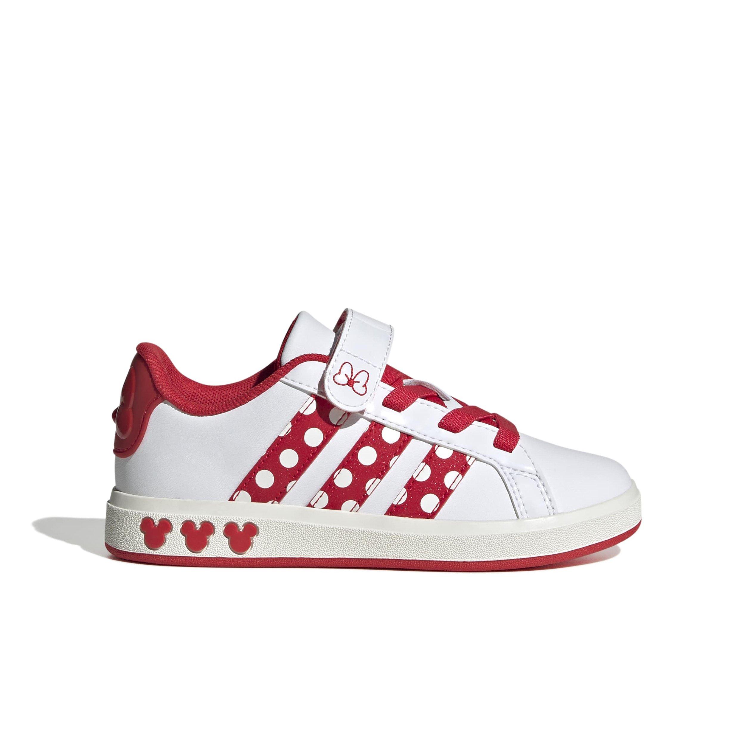adidas Disney Minnie Mouse Grand Court "Ftwr White/Pure Ruby/Off White" Preschool Girls' Shoe - WHITE/RUBY/OFF WHITE